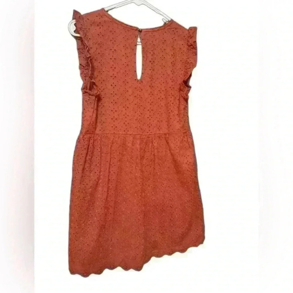 Knox Rose Dress Womens Sz S Burnt Orange Eyelet Fall Mini Dress - Picture 3 of 3